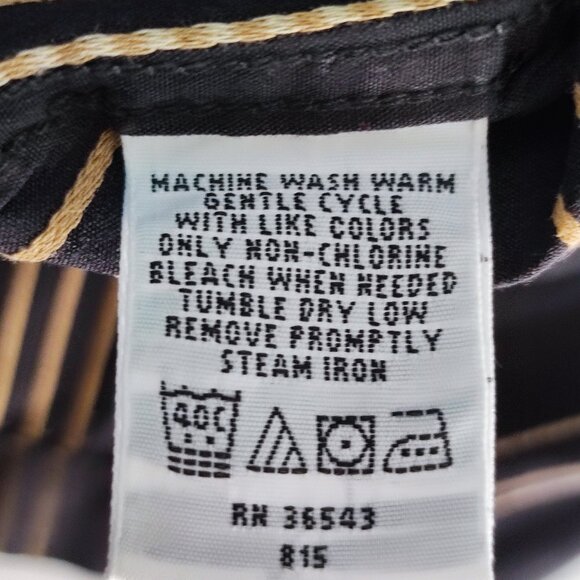 Geoffrey Beene button down shirt men's size L black with yellow stripes - Picture 6 of 9